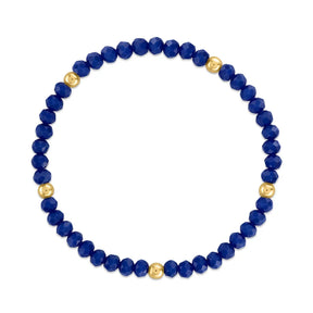 Royal Blue with Gold Ball Stretchy Facet Mila-Mix Bracelet