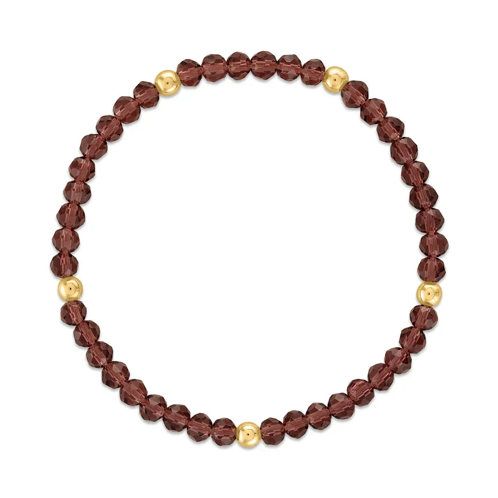 Purple Garnet Gold Ball Stretchy Facet Mila-Mix Bracelet