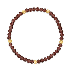 Purple Garnet Gold Ball Stretchy Facet Mila-Mix Bracelet