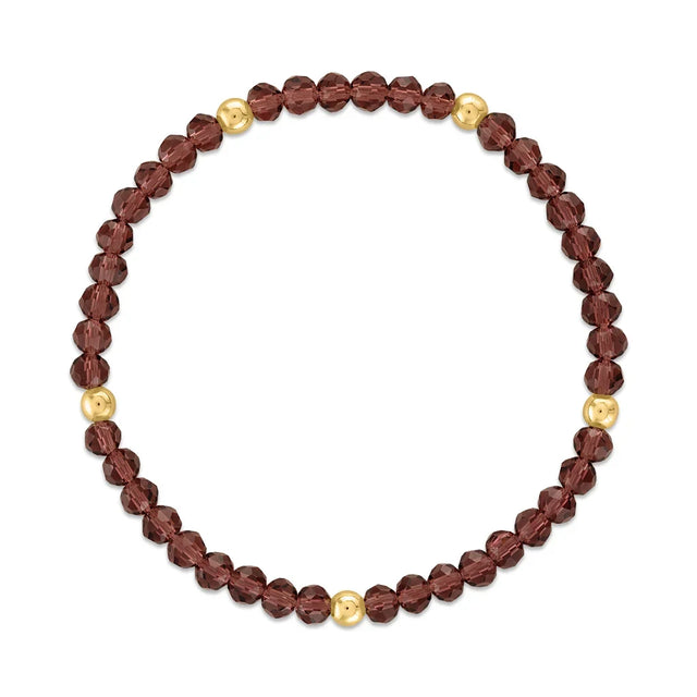 Purple Garnet Gold Ball Stretchy Facet Mila-Mix Bracelet