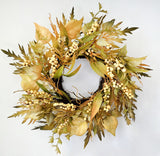 Berry leaf candle ring for farmhouse Fall home decor from Magnolias Home Decor