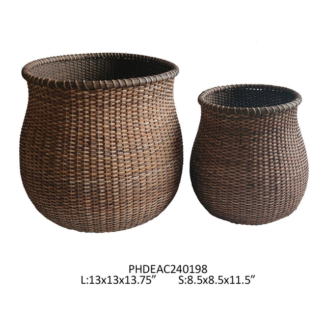 Rattan Urn Baskets Set of 2 - Porch View Home