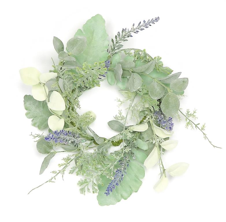 10" Dusty Miller & Lavender Candle Ring