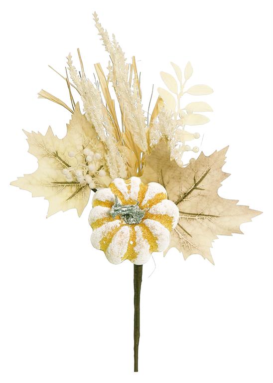 Beige Washed Pumpkin Maple Leaf Pick