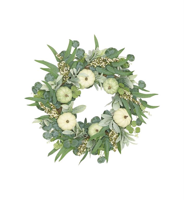 22" Eucalyptus Berry & Pumpkin Wreath