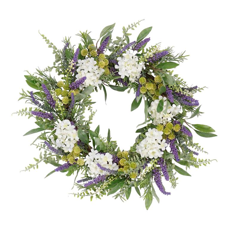 24" Mixed Beauty Hydrangea Lavender Wreath