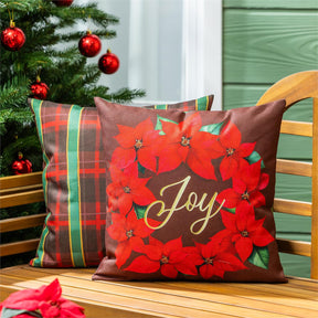 plaid joy wreath pillow cover for farmhouse christmas home decor from Magnolias Home Decor