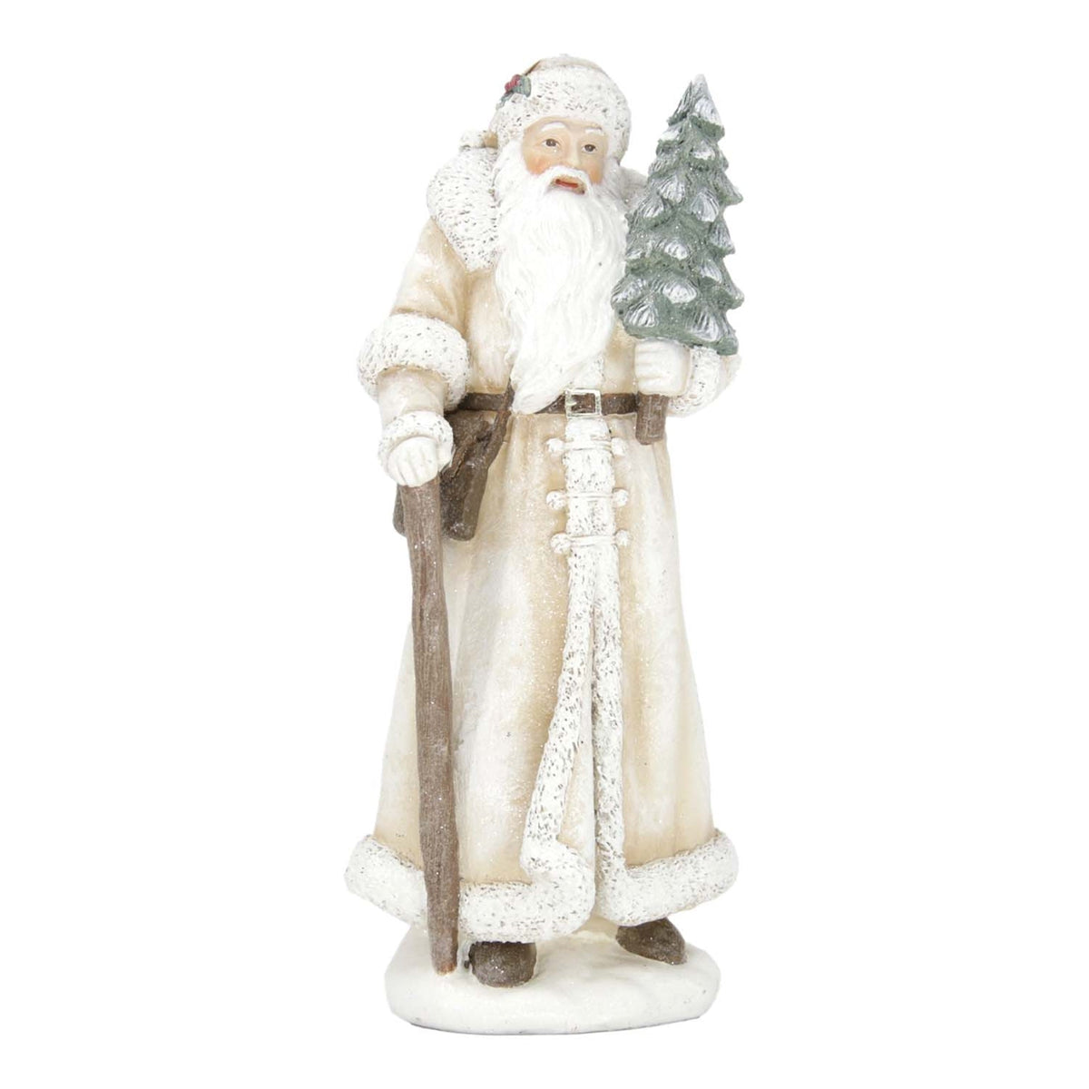 Vintage Resin Santa with Cane and Tree