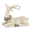 Laying Resin Deer with Neck Wreath