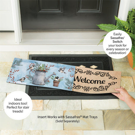 Snowbirds Chickadee Watering Can Sassafras Switch Mat view 4 from Magnolias Home Decor