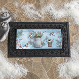snowbirds chickadee watering can sassafras switch mat, outdoor safe, for farmhouse christmas home decor from Magnolias Home Decor