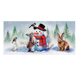 Close-up of snowman & friends sassafras switch mat detail from Magnolias Home Decor