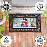 Snowman & Friends Sassafras Switch Mat styled for christmas home decor from Magnolias Home Decor