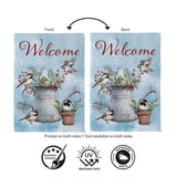 Snowbirds Chickadee Watering Can Suede Garden Flag view 4 from Magnolias Home Decor