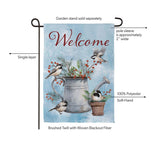 Snowbirds Chickadee Watering Can Suede Garden Flag view 5 from Magnolias Home Decor