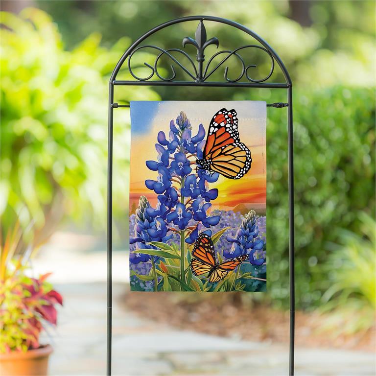 Bluebonnet & Butterfly Suede Garden Flag