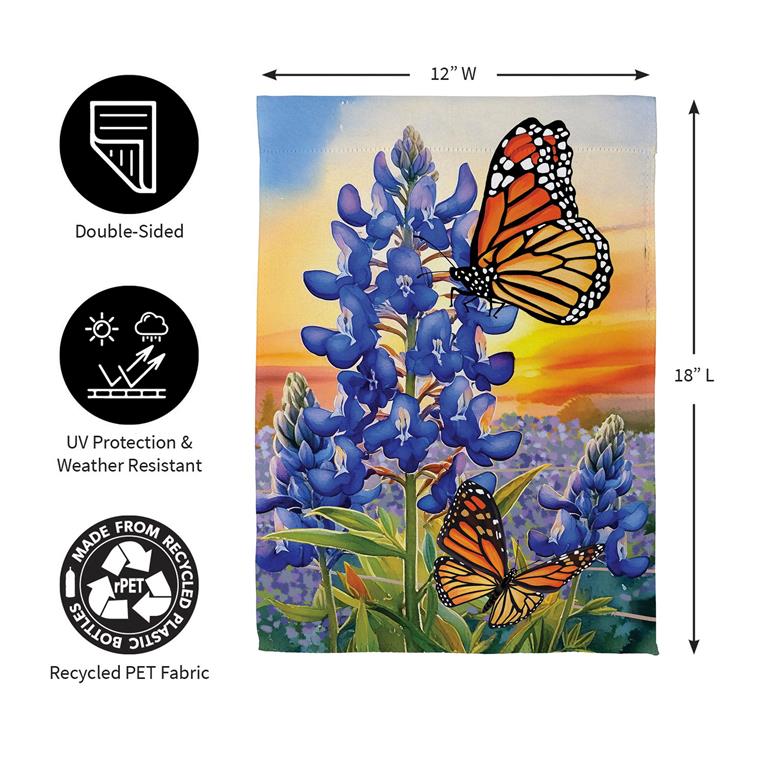 Bluebonnet & Butterfly Suede Garden Flag