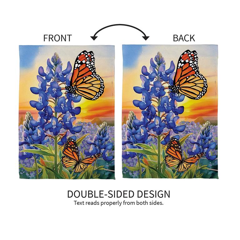 Bluebonnet & Butterfly Suede Garden Flag