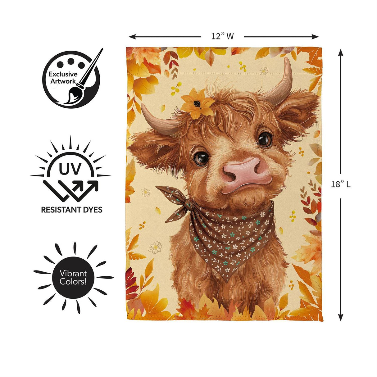Frankie The Fall Highland Cow Garden Flag