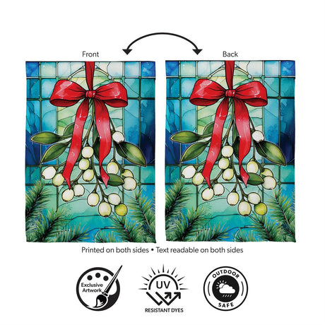Stained Glass Mistletoe Suede Garden Flag view 4 from Magnolias Home Decor
