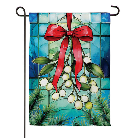 Stained Glass Mistletoe Suede Garden Flag view 6 from Magnolias Home Decor