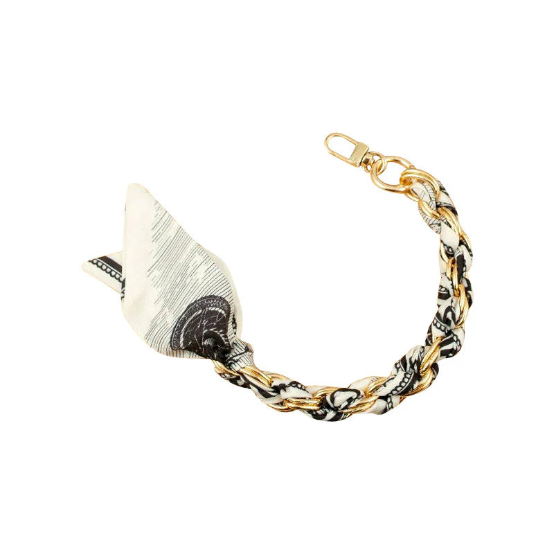 Short Gold Phone Chain w/ Black Scarf