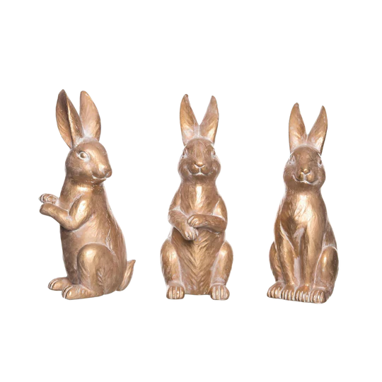 Resin Bronze Bunny Decor -3 Styles