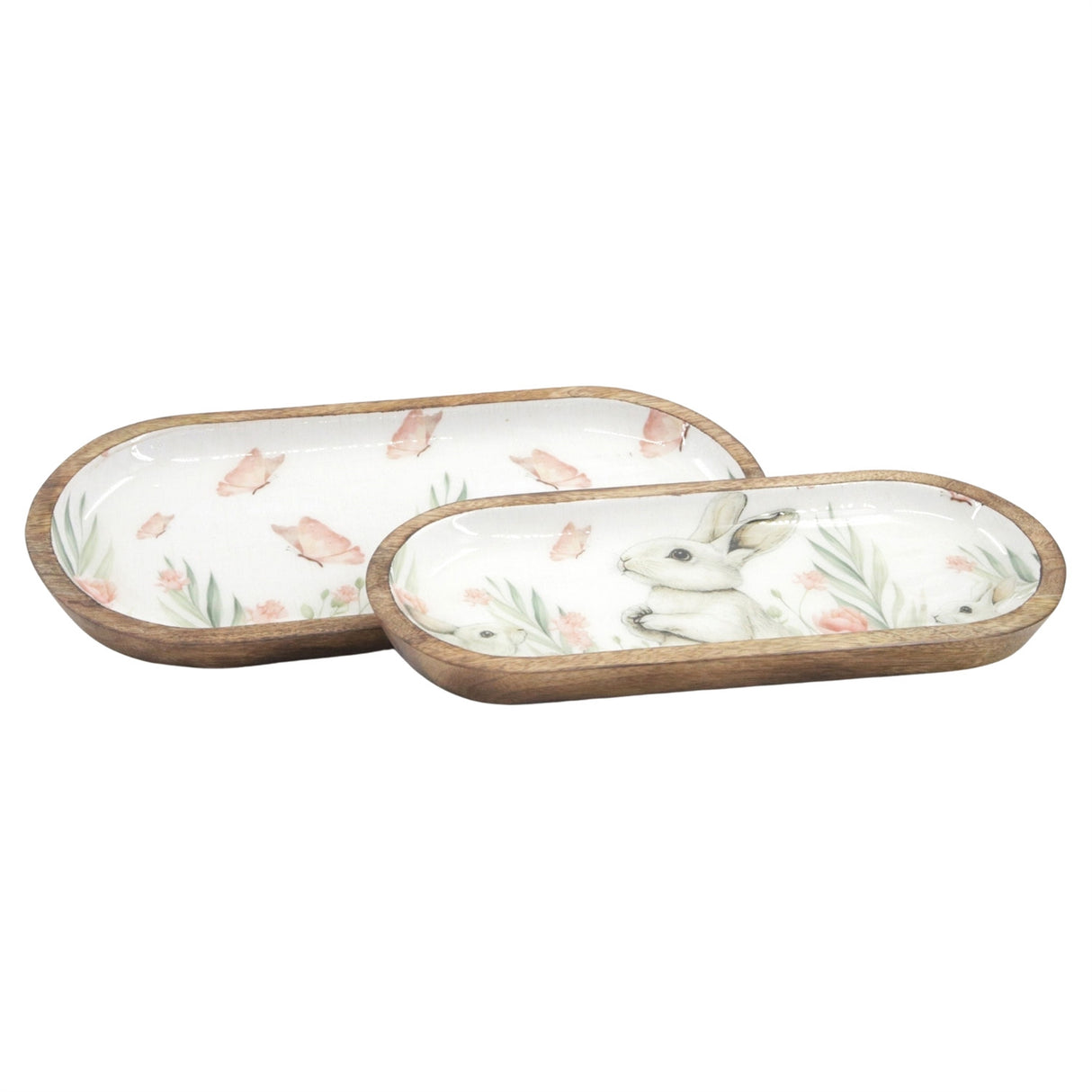 Bunny & Flower Enamel Oval Tray -2 Sizes