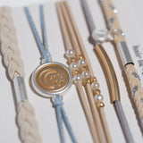 Wonder Soft Creams & Blues Hair Tie Bracelet Set