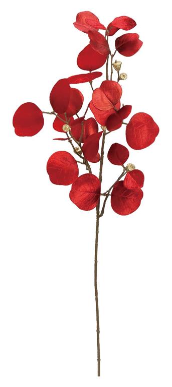 Red Glamour Velvet Eucalyptus Spray