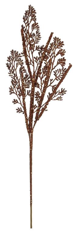 Brown Champagne Glittered Leaf Spray