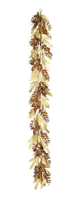 6' gold brown laurel & ruscus leaf garland for farmhouse Christmas home decor from Magnolias Home Decor