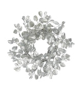 24" Silver Glittered Paddle Leaf Wreath