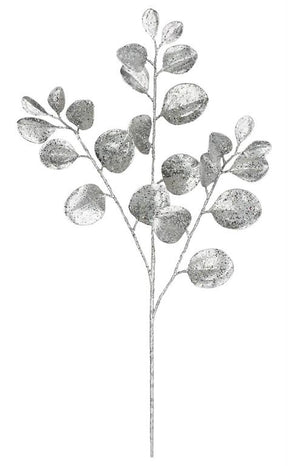 Silver Glittered Paddle Leaf Pick
