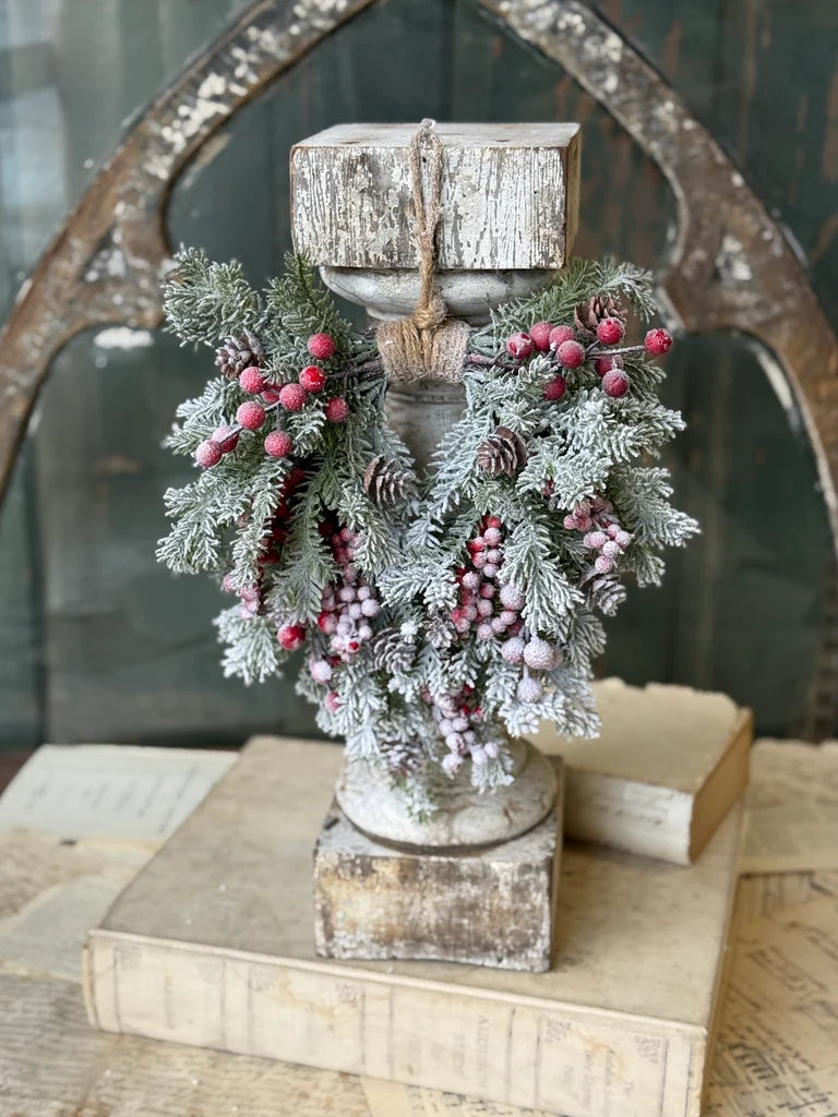 12" Snowspell Fir Hanging Mini Wreath
