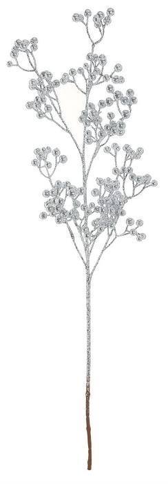 Silver Glittered Berry Spray