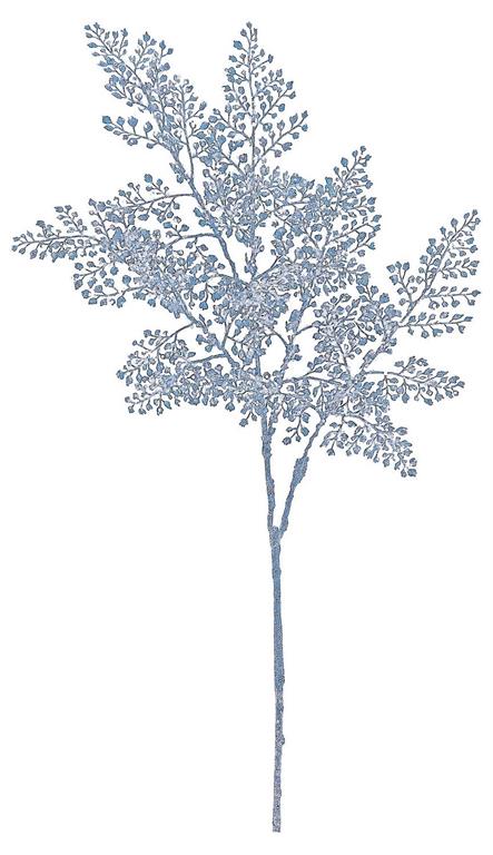 Blue Silver Glittered Maidenhair Spray