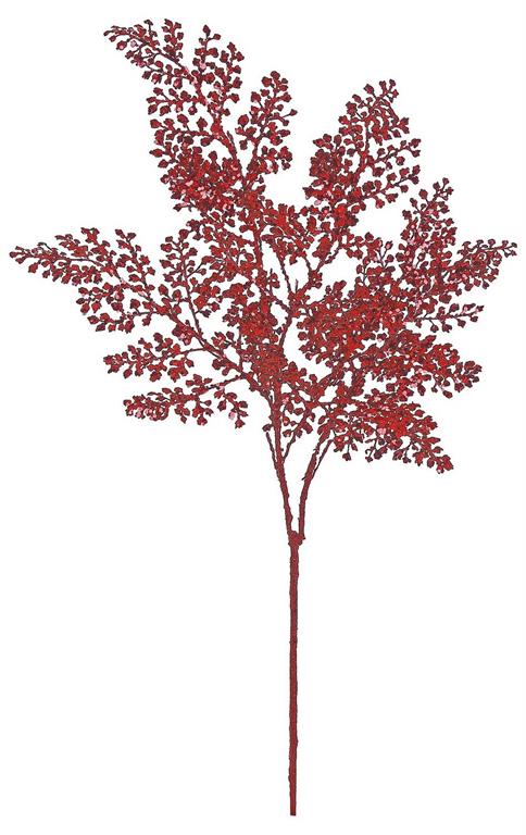 Red Glittered Maidenhair Spray