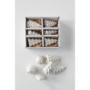 White Stoneware Trees Set of 6