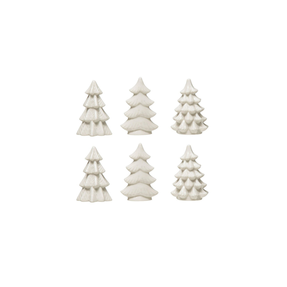 White Stoneware Trees Set of 6