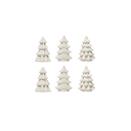 White Stoneware Trees Set of 6