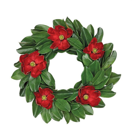 28" Red Velvet Magnolia Wreath