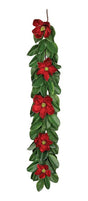 4' Red Velvet Magnolia Garland