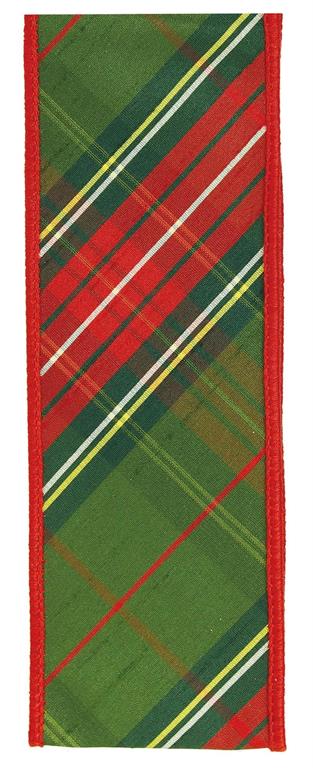 2.5" Red Plaid Dupioni Ribbon Bolt