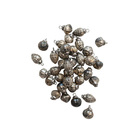 Embossed Mercury Glass Ornaments Set of 36