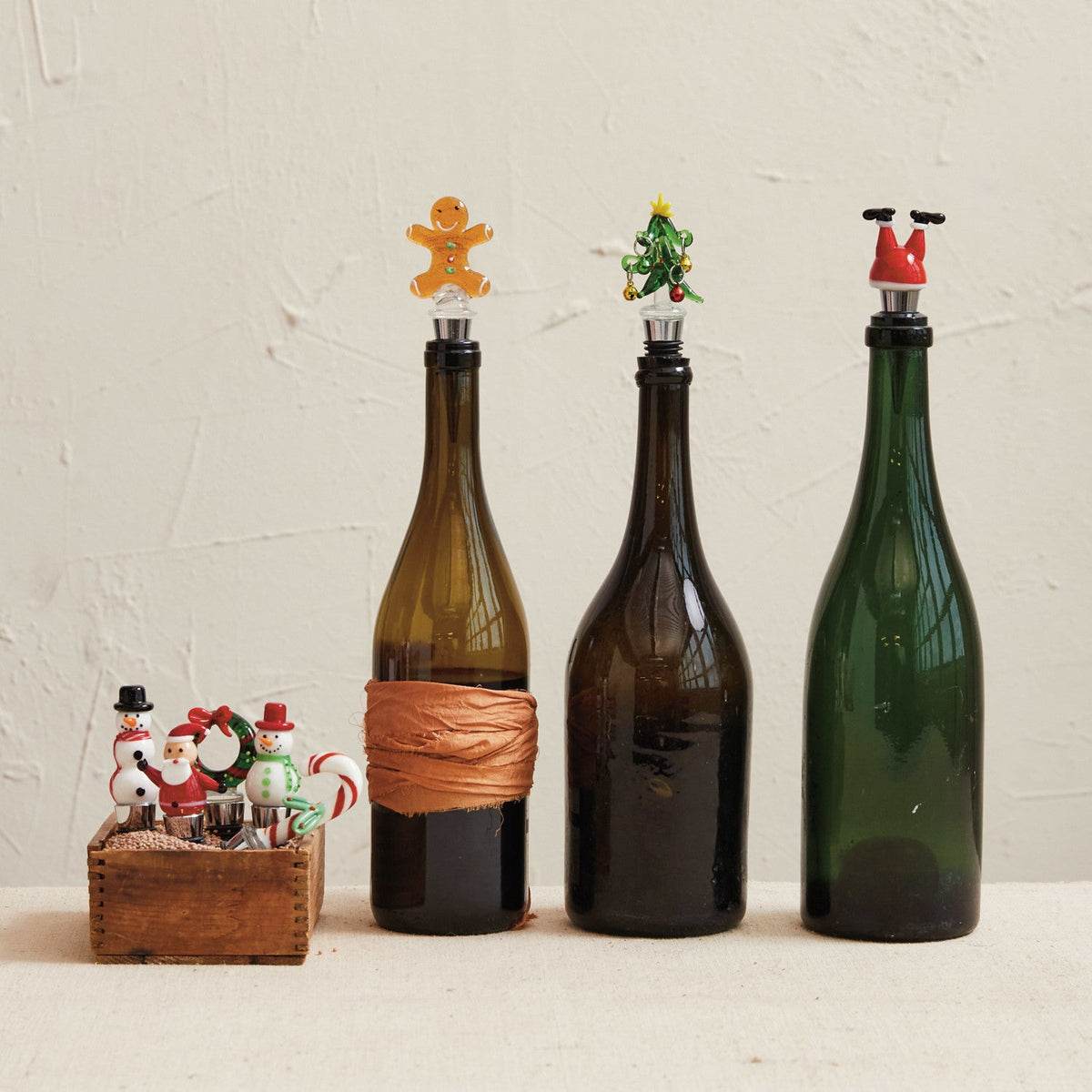 Holiday Glass Wine Stopper - 8 Styles