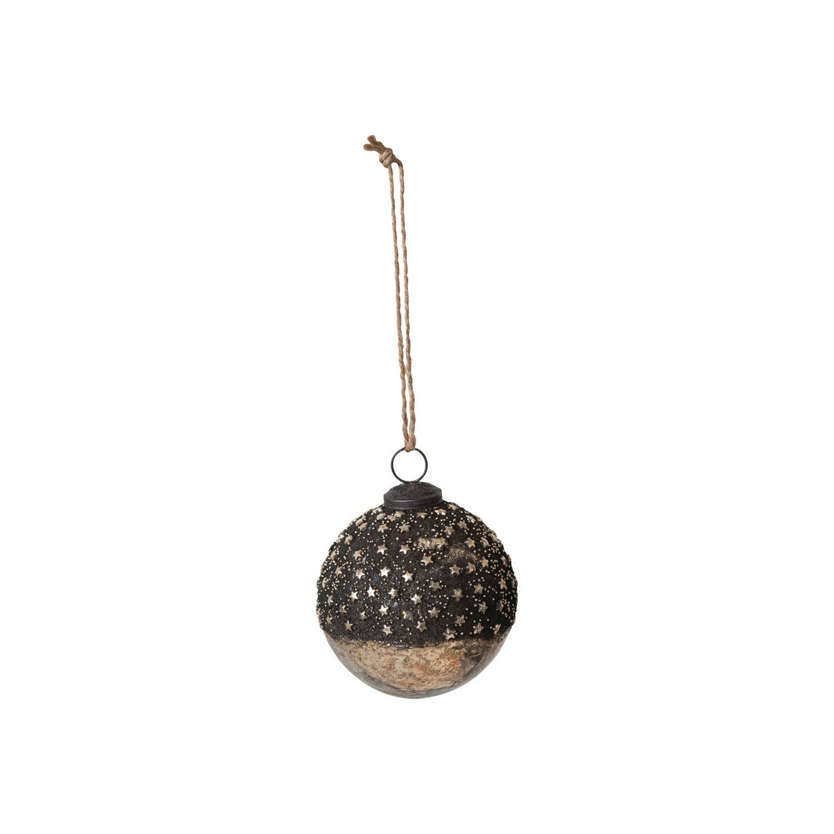 Mercury Glass Ball Ornament with Stars