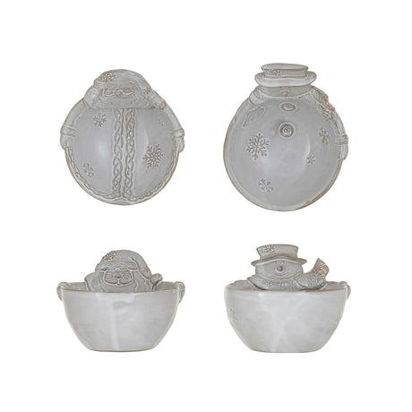 Stoneware Santa/Snowman Shaped Bowl - 2 Styles