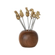 Natural Mango Wood Holder Appetizer Picks Set of 9