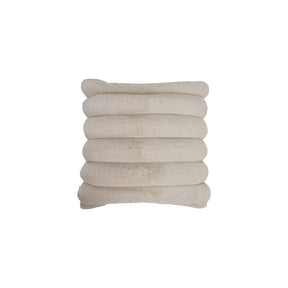 Cream Faux Fur Pillow with Channel Stitch